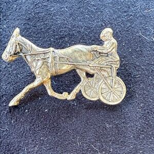 Vintage Gold Horse and Rider Brooch